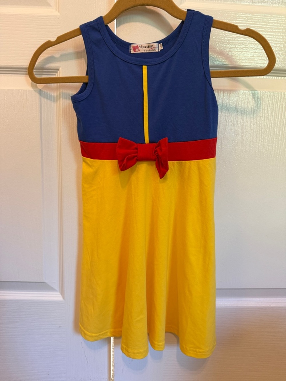 Girls size 7 Snow White Blue, Red & Yellow Bow Dress Costume